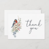 水彩エレガントフェスティバルクリスマスブーケ サンキューカード (正面/裏面)