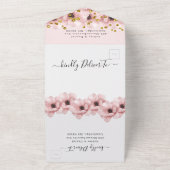 水彩エレガントフラワーゴールドウェディング オールインワン招待状 (外側)