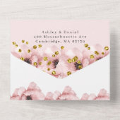 水彩エレガントフラワーゴールドウェディング オールインワン招待状 (裏面)