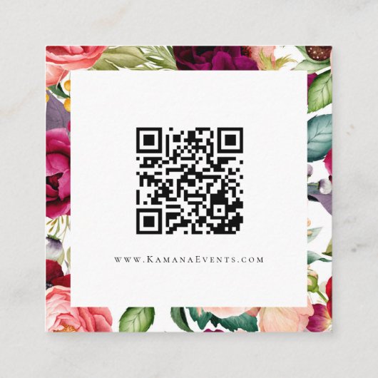 水彩エレガントフローラありがとう スクエア名刺 (裏面)