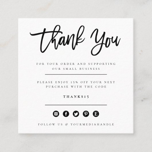 水彩エレガントフローラありがとう スクエア名刺 (正面)