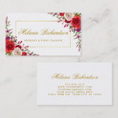 水彩エレガントフローラと金ゴールドフレーム 名刺 (正面/裏面)