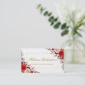 水彩エレガントフローラと金ゴールドフレーム 名刺 (スタンド正面)