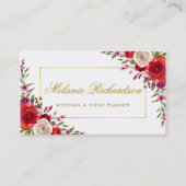 水彩エレガントフローラと金ゴールドフレーム 名刺 (正面)