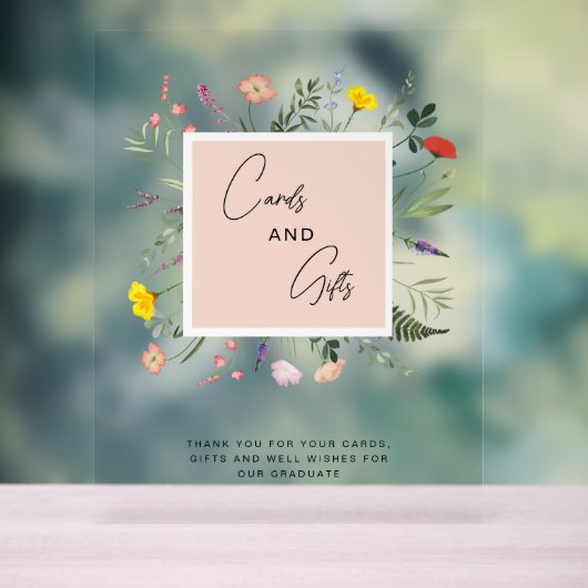 水彩エレガントフローラカード&ギフト卒業 アクリルサイン (ニュートラル)