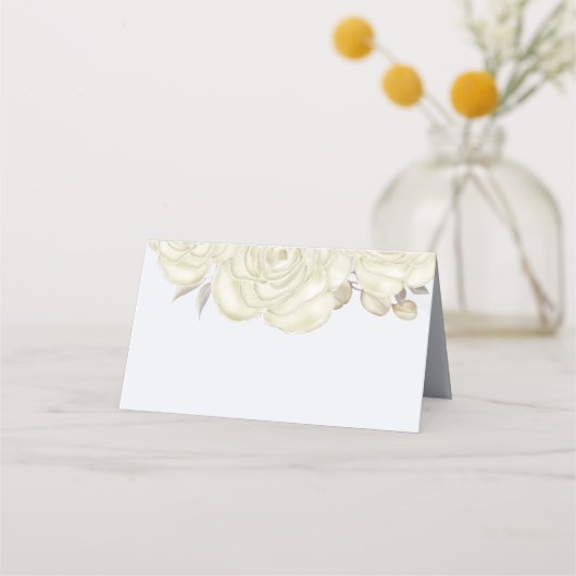 水彩エレガントフローラバラ金ゴールド緑 プレイスカード (裏面)