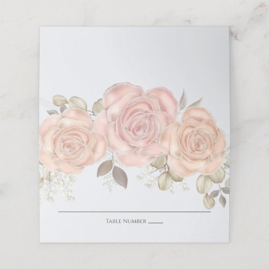 水彩エレガントフローラバラ金ゴールド緑 プレイスカード (外部開封)