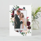 水彩エレガントフローラフレー感謝していム恋 サンキューカード (スタンド正面)