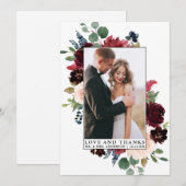 水彩エレガントフローラフレー感謝していム恋 サンキューカード (正面/裏面)