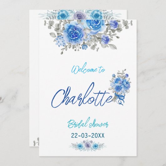 水彩エレガントフローラブライダルシャワー招待 招待状 (正面/裏面)