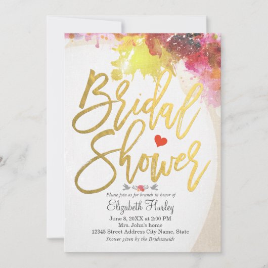 水彩エレガントフローラブライダルシャワー招待 招待状 (正面)