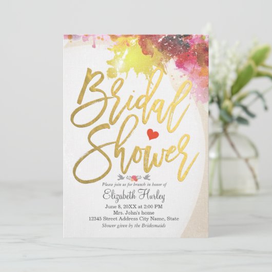 水彩エレガントフローラブライダルシャワー招待 招待状 (スタンド正面)