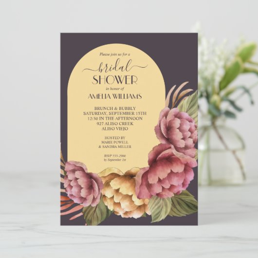 水彩エレガントフローラブライダルシャワー招待 招待状 (スタンド正面)