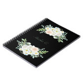 水彩エレガントフローラブラックノートブック ノートブック (左側)