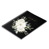 水彩エレガントフローラブラックノートブック ノートブック (左側)