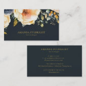 水彩エレガントフローラモダンインテリア設計者 名刺 (正面/裏面)