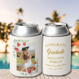 水彩エレガントフローラ卒業プールパーティー 缶クーラー