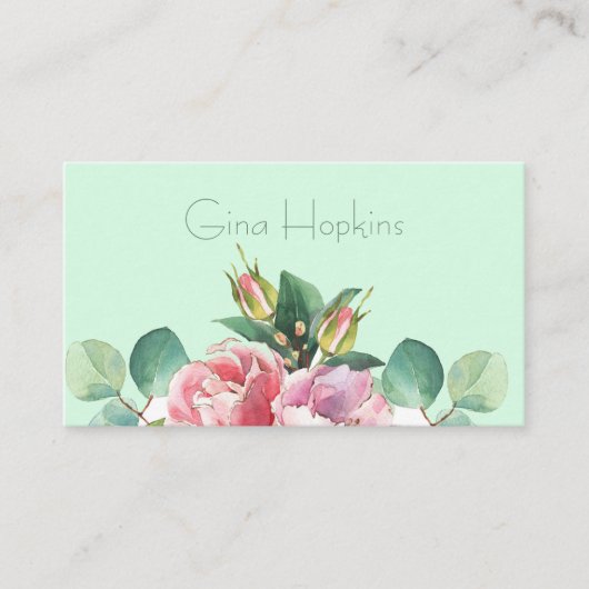 水彩エレガントフローラ名刺 名刺 (正面)