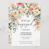 水彩エレガントフローラ婚約パーティ 招待状 (正面/裏面)