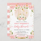 水彩エレガントフローラ白鳥ベビーシャワー 招待状 (正面/裏面)