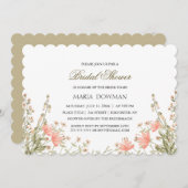 水彩エレガントフローラ素朴ブライダルシャワー 招待状 (正面/裏面)