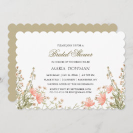 水彩エレガントフローラ素朴ブライダルシャワー 招待状