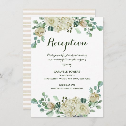 水彩エレガントフローラ結婚披露宴 エンクロージャーカード (正面/裏面)