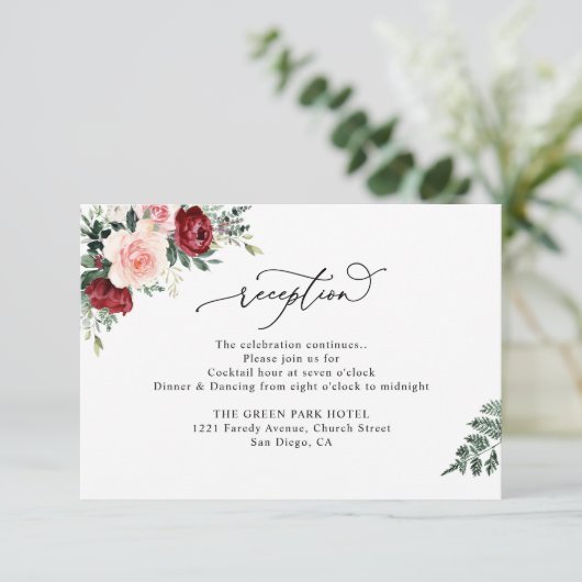 水彩エレガントフローラ結婚披露宴 エンクロージャーカード (スタンド正面)