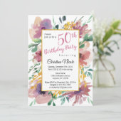 水彩エレガントフローラ誕生日 招待状 (スタンド正面)