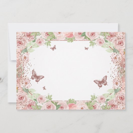 水彩エレガントフローラ赤面ピンクキンセアニェラ セーブザデート (裏面)