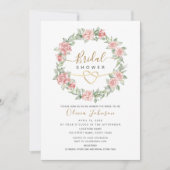 水彩エレガントフローラ赤面ブライダルシャワー 招待状 (正面)