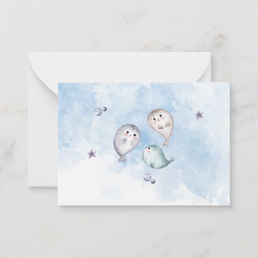 水彩エレガントベビーシール赤ちゃん感謝していシャワーユー ノートカード (裏面)