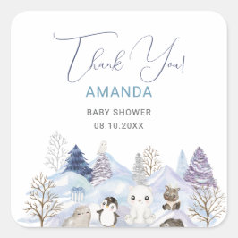 水彩エレガントベビーベビーS外は冷たい スクエアシール