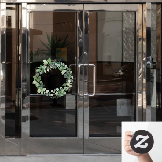 水彩エレガントリースメリークリスマス ウィンドウサイン (オフィスドア)