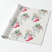 水彩エレガントヴィンテージストッキングクリスマスツリー ラッピングペーパー (アンロールド)