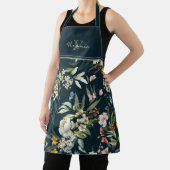 水彩エレガントヴィンテージフローラ名とイニシャル エプロン (インサイチュ)