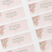 水彩エレガント差出人住所シンプルバラ ラベル