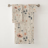 水彩エレガント春の花ピンク灰色 バスタオルセット (インサイチュ)