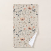 水彩エレガント春の花ピンク灰色 バスタオルセット (ハンドタオル)