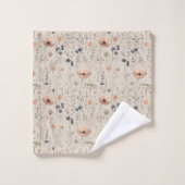 水彩エレガント春の花ピンク灰色 バスタオルセット (ウォッシュタオル)