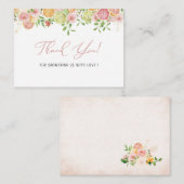 水彩エレガント柑橘系ピンクの花ありがとう ノートカード (正面/裏面)