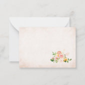 水彩エレガント柑橘系ピンクの花ありがとう ノートカード (裏面)