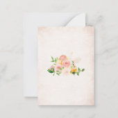 水彩エレガント柑橘系ピンクの花ありがとう ノートカード (裏面)