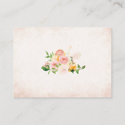 水彩エレガント柑橘系ピンク色の花ブライダルショー エンクロージャーカード (裏面)