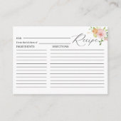 水彩エレガント柑橘系ピンク色の花ブライダルショー エンクロージャーカード (正面)