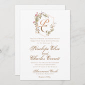 水彩エレガント紋モ結婚ノグラム 招待状 (正面/裏面)