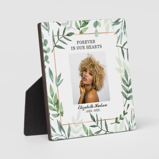 水彩エレガント緑の額縁写真 フォトプラーク (正面)