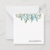 水彩エレガント緑 – 名前をカスタムする ノートカード (正面)