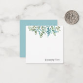 水彩エレガント緑 – 名前をカスタムする ノートカード (正面/裏面インサイチュ)