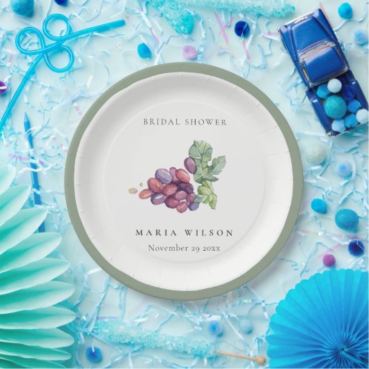 水彩エレガント葡萄の葉ブライダルシャワー ペーパープレート (パーティー)